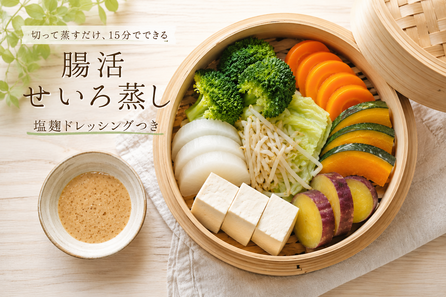 腸活せいろ蒸しの作り方。塩麹ドレッシング2種つき