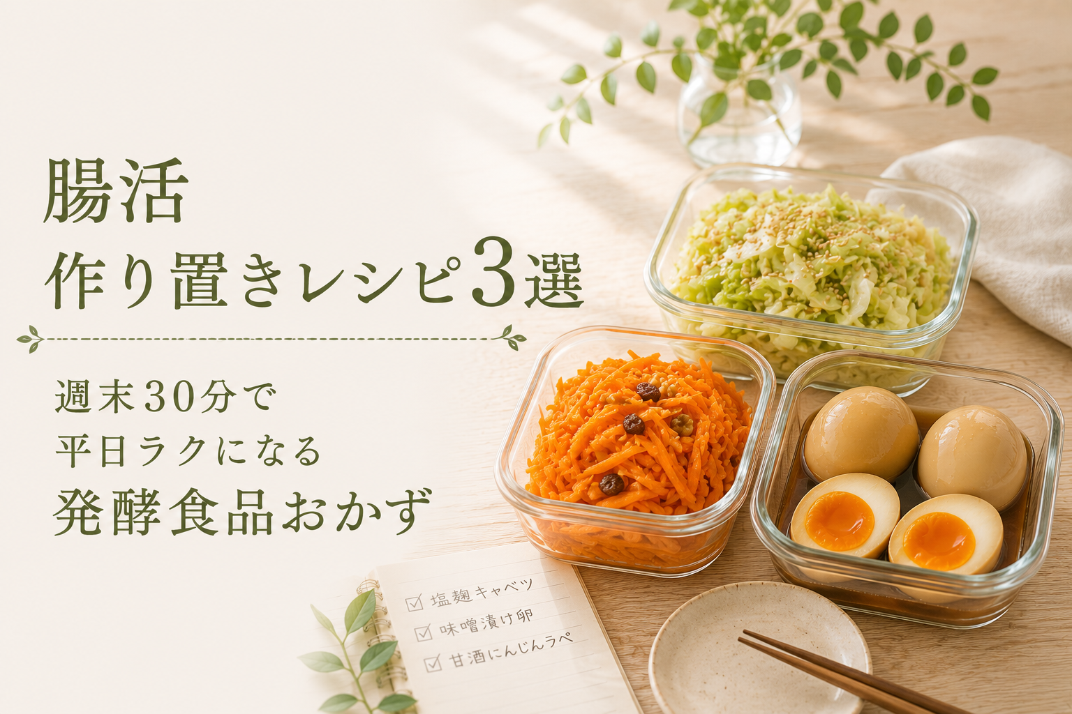 腸活作り置きレシピ3選。週末30分で平日ラクになる発酵食品おかず